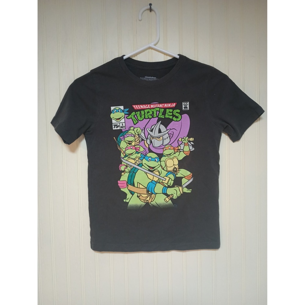 Nickelodeon TMNT Teenage Mutant Ninja Turtles Kids Shirt Black Comic Graphic M 8